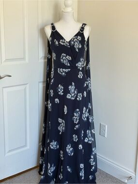 Ralph Lauren Asymmetrical Navy Floral Dress